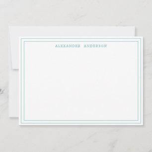 Teal Modern Professional Double Border Note Card