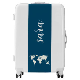 Teal Modern Stylish Monogram Minimalist Travel  Luggage