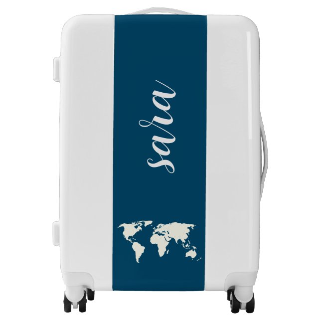 Teal Modern Stylish Monogram Minimalist Travel  Luggage (Front)