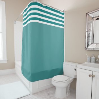 Teal Modern Trendy Bathroom Shower Curtain by idesigncafe at Zazzle