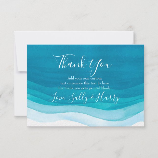Teal, Modern Watercolor Thank You Cards (Front)
