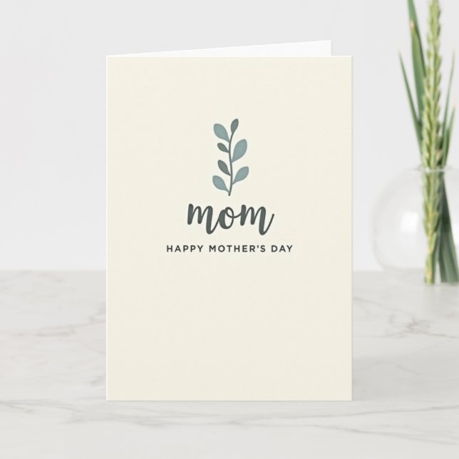 Teal Mom Illustration Mothers Day Card (Front)