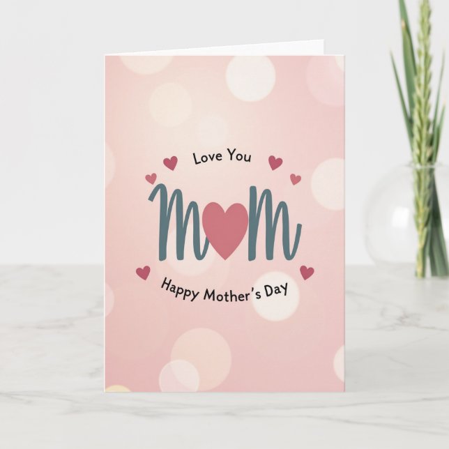 Teal Mom Rose Heart Card (Front)