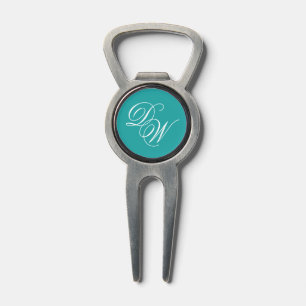 Teal Monogram 2 Initials Simple Calligraphy Divot Tool