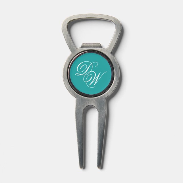Teal Monogram 2 Initials Simple Calligraphy Divot Tool (Composite)