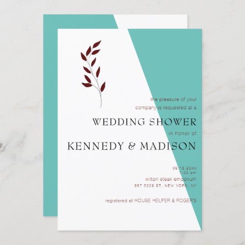 Teal Monogram Geometric Wonderful Wedding Invitation