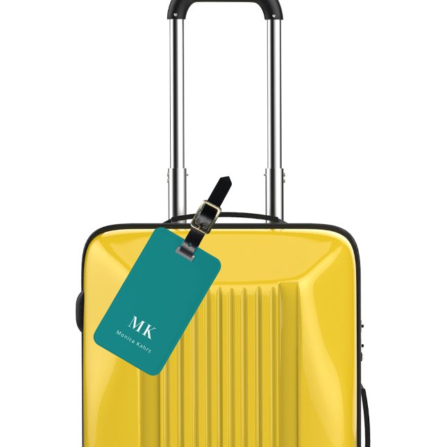 Teal monogram initials luggage tag (Creator Uploaded)