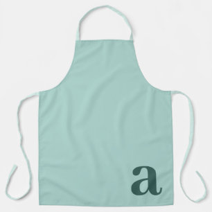 Teal Monogram Initials Minimalist Apron