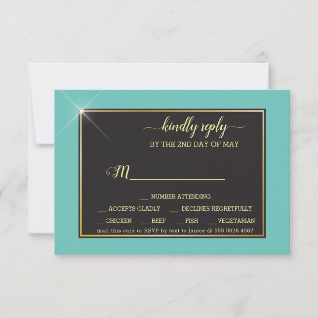 Teal Monogram 💍 Modern Geometric RSVP Card (Front)
