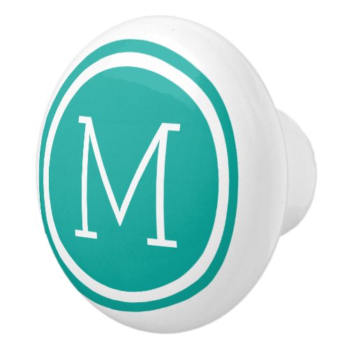 Teal Monogram Personalized Drawer Knob