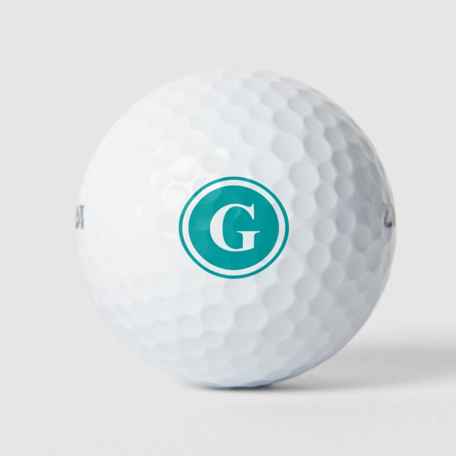 Teal Monogram Personalized Golf Balls (Front)