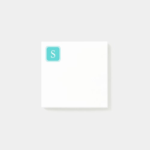 Teal Monogram Post_it Notes