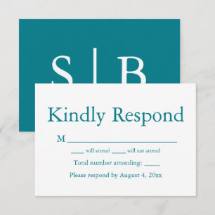Teal Monogram Response RSVP Card