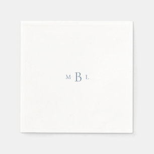 Teal Monogram White Elegant Wedding Cocktail Napkins