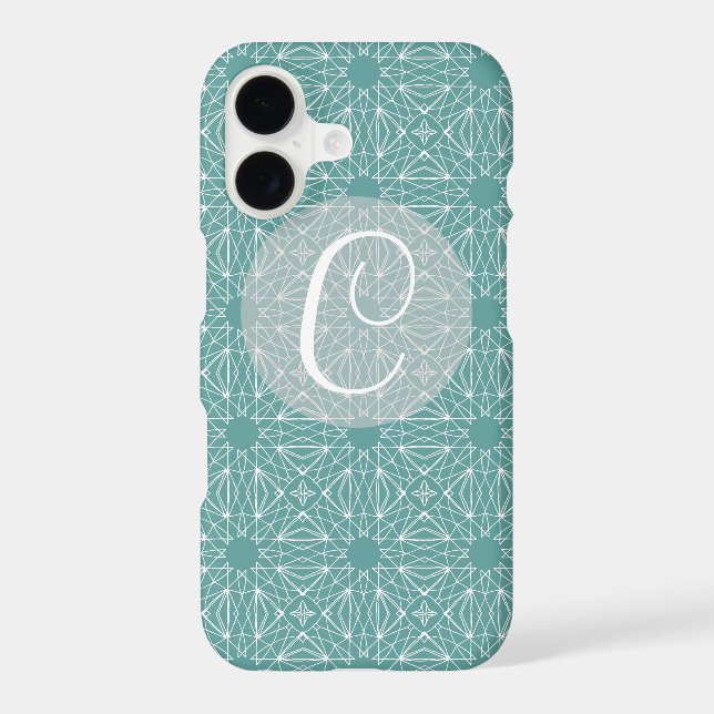 Teal Monogram with Pattern Iphone Case (Back)