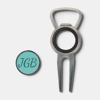 Teal Monogrammed Golf Bottle Opener