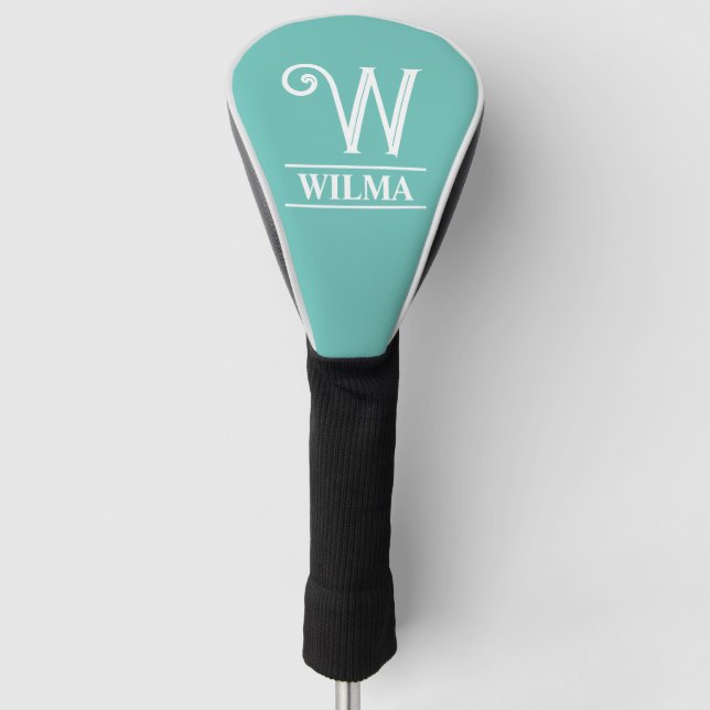 Teal Monogrammed Golf Head Cover (Front)