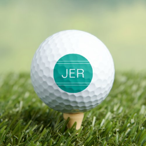 Teal Monogrammed Initial Personalized Golfer Golf Balls