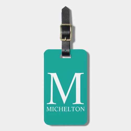 Teal Monogrammed Luggage Tag