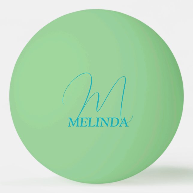 Teal Monogrammed Ping Pong Ball (Front)