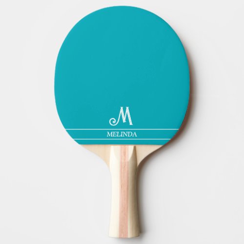 Teal Monogrammed Ping Pong Paddle
