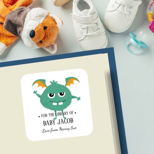 TEAL Monster Baby Toddler Personalized Bookplate