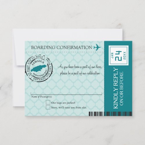 Teal Montego Bay Jamaica RSVP Invitation