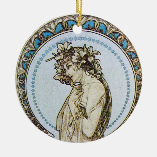 Teal Moon Goddess Ceramic Ornament (Front)