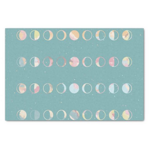 Teal Moon Phases Tissue Paper