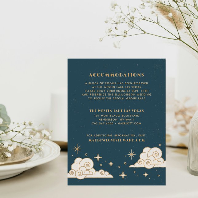 Teal Moon & Stars Celestial Wedding Enclosure Note Card (Creator Uploaded)