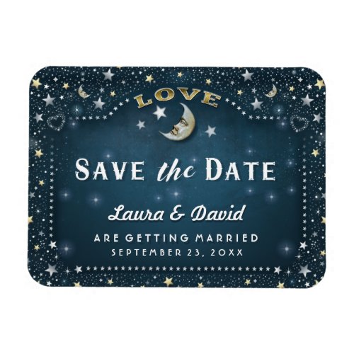 Teal Moon  Stars Save the Date Magnet
