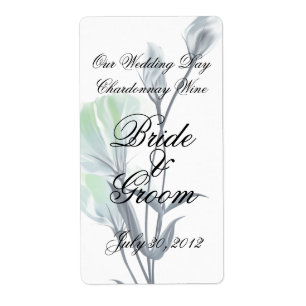 Teal MoonFlower Wedding Wine Avery Label