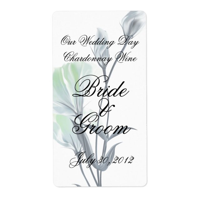 Teal MoonFlower  Wedding Wine Avery Label (Front)