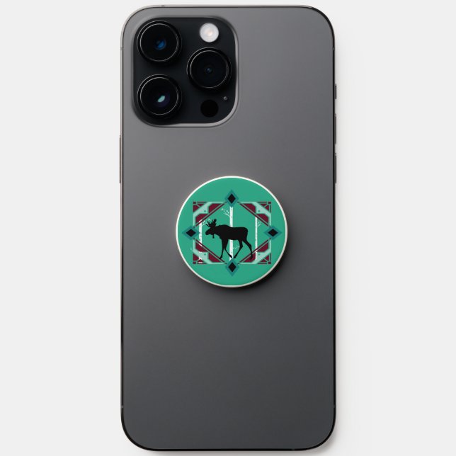 Teal moose pop socket for cell phones (Front)
