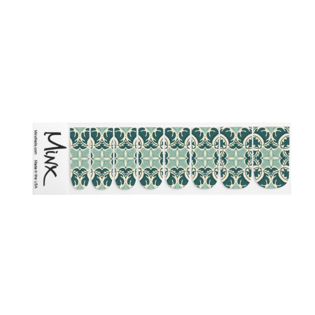 Teal Moroccan Tile Nail Decals (Left Hand)