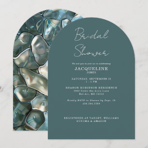 Teal Mosaic Bridal Shower Arched Invitation