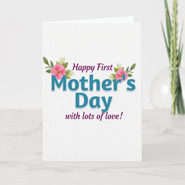 Teal Mothers Day Floral Card (Front)