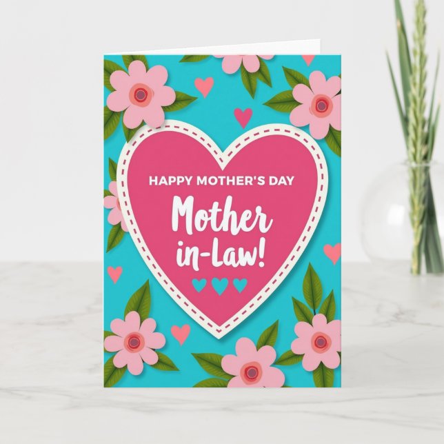 Teal Mothers Day Flower Card (Front)
