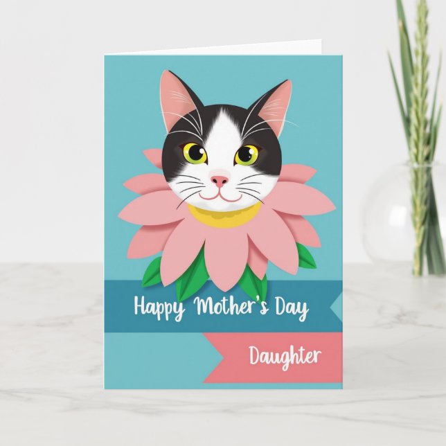 Teal Mothers Day Kitten Card (Front)