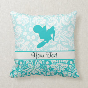 Teal Motocross Whip Throw Pillow