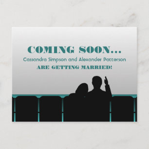 Teal Movie Theater Save the Date Postcard