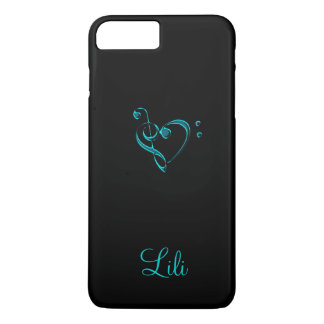 Teal Music Clef Heart iPhone 7 Plus Case