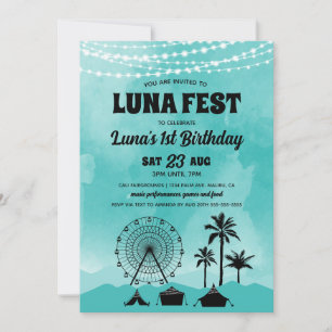 Teal Music Festival Birthday Invitation