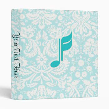 Teal Music Note 3 Ring Binder by MusicPlanet at Zazzle