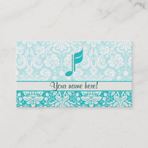 Teal Music Note Business Card