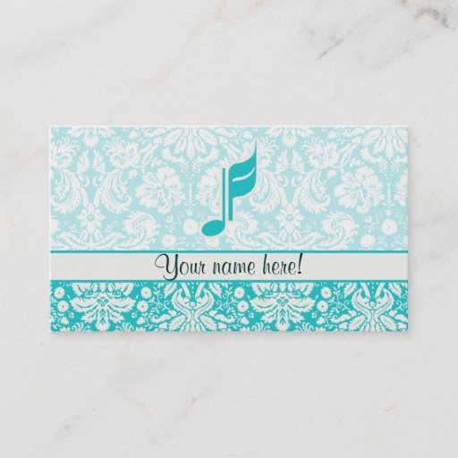 Customizable Teal Music Note Business Card