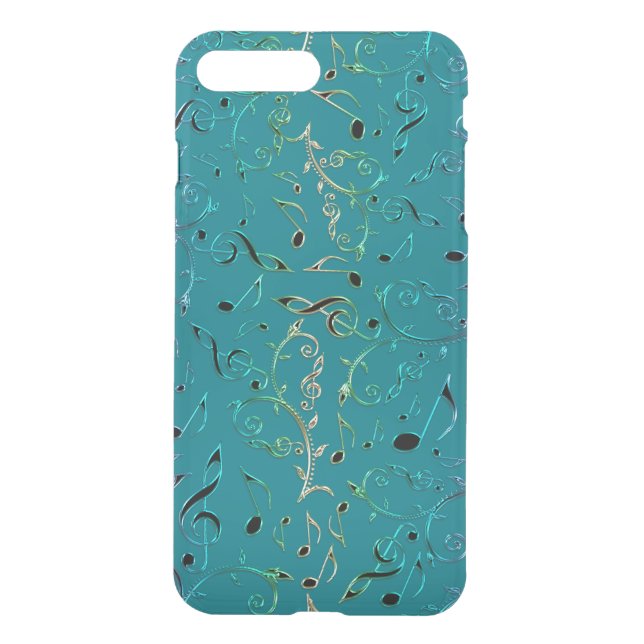 Teal Music Notes Pattern iPhone 7 Case (Back)