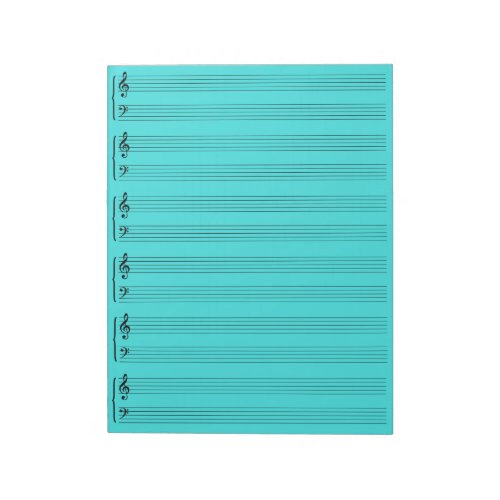 Teal Music Sheet Paper Notepad