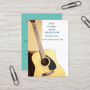 Teal Music Teacher/Musician/ Acoustic Guitar  Business Card