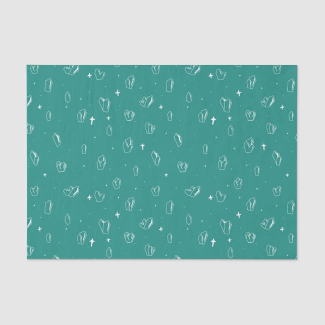 Teal Mystical Crystal Outline Tissue Paper (Front)